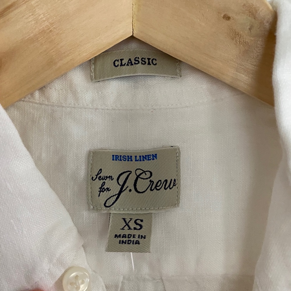 NWT J. Crew White Irish Linen Button Up Shirt